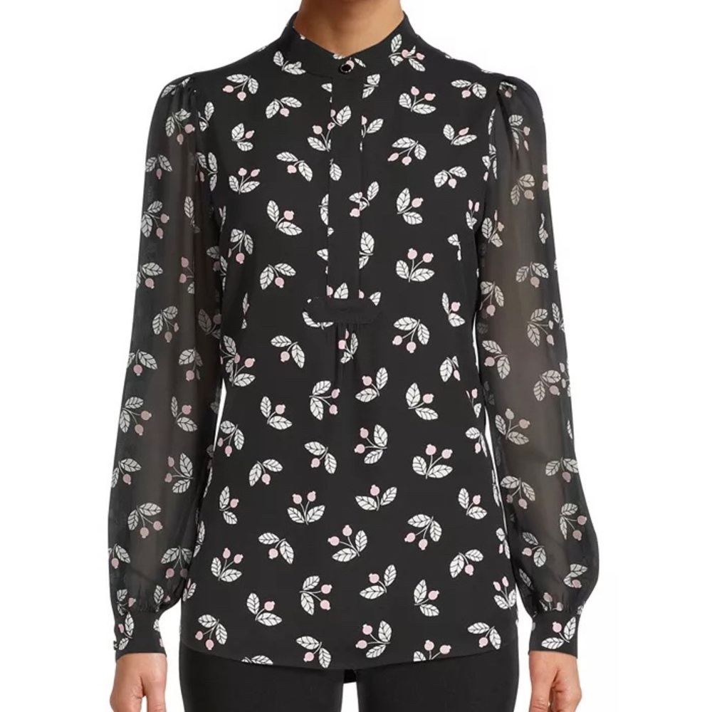 Anne Klein Printed Mock-Neck Top - Size XXS (NWT)